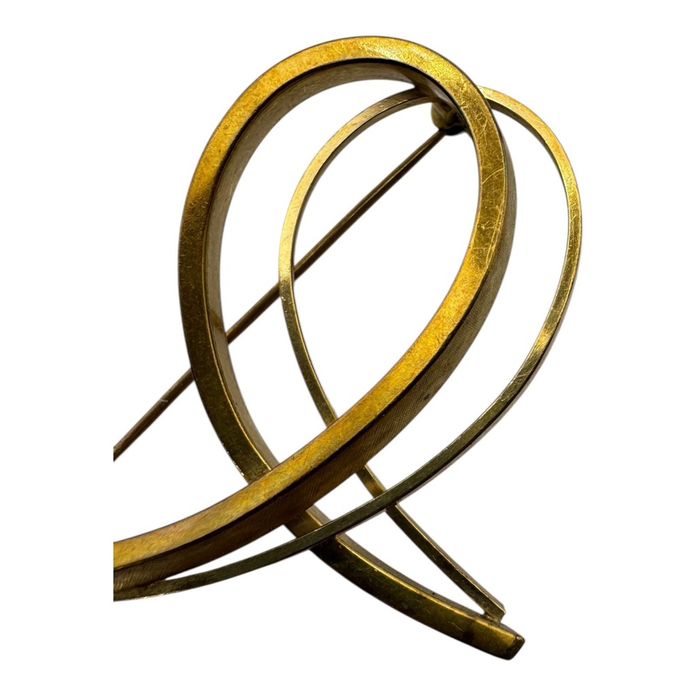 Vintage Gold Tone Abstract Loop Brooch Pin Modernist 2” Minimalist Design - Picture 2 of 6